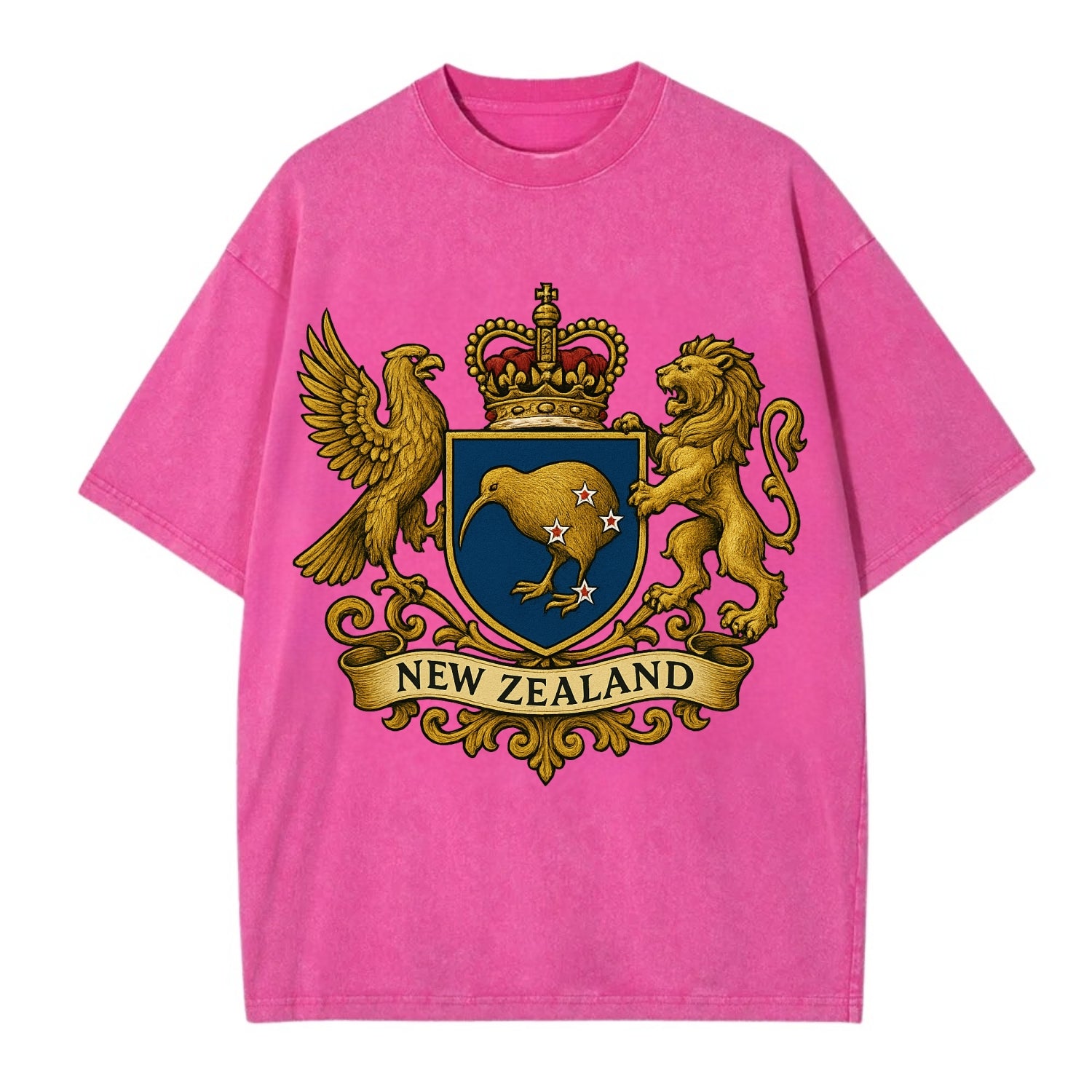 New Zealand Heritage Badge  - Vintage T-shirt - Dusty Rose(Rose)