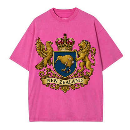 New Zealand Heritage Badge  - Vintage T-shirt - Dusty Rose(Rose)