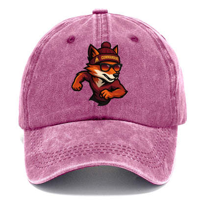 Washington Fox wearing Commanders beanie with Capitol patch and wayfarer sunglasses - Classic Cap - Dusty Rose(Rose)