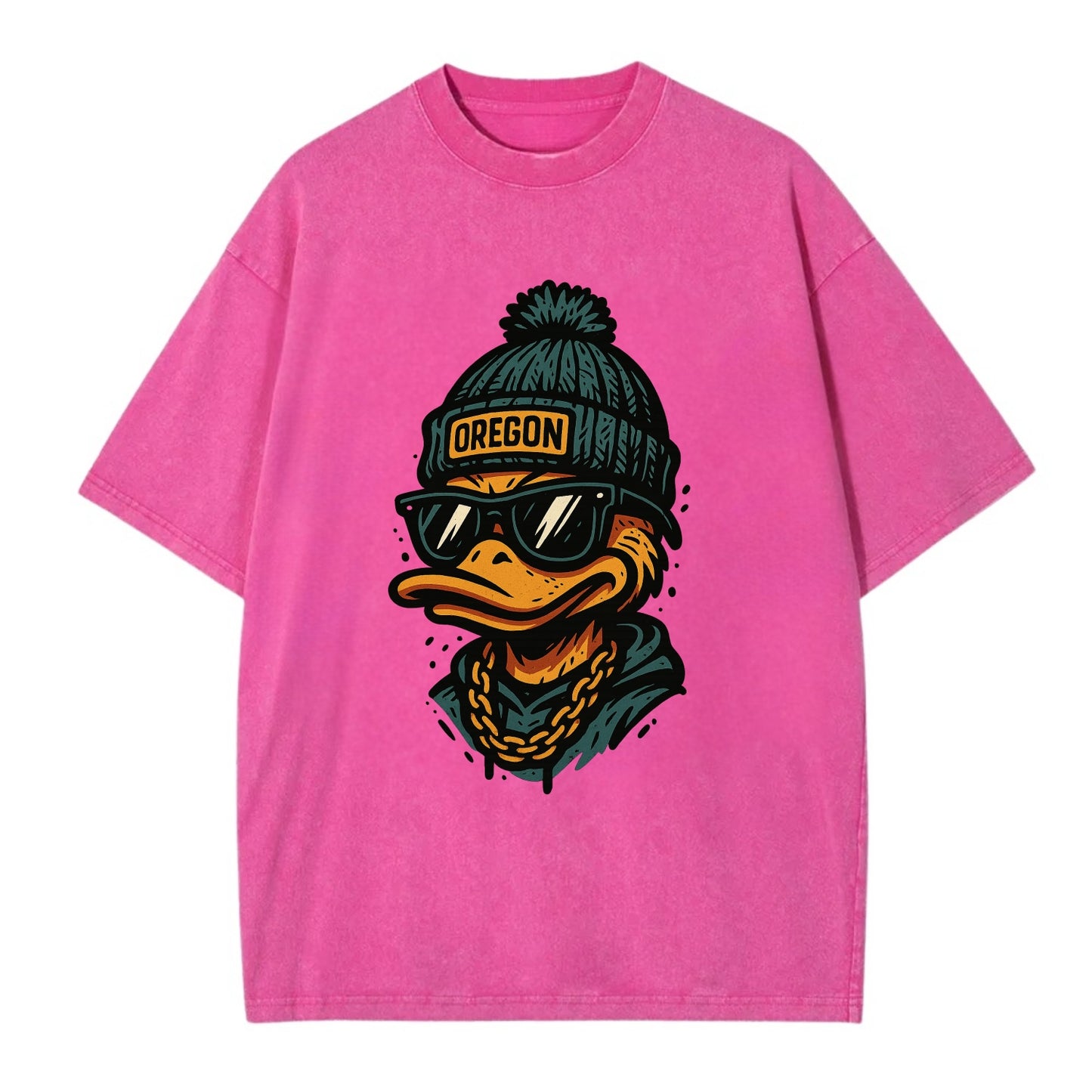 Eugene Duck wearing Oregon beanie with p - Vintage T-shirt - Dusty Rose(Rose)