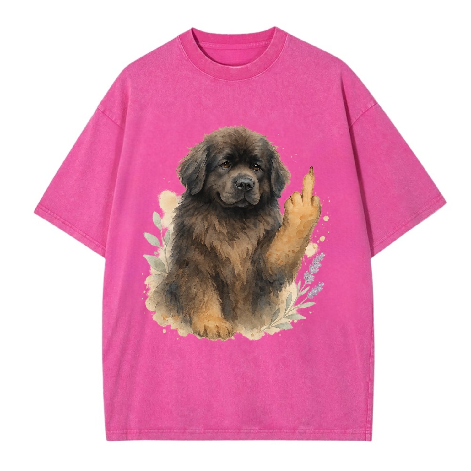 Newfoundland fluffy bear-like with webbed paws, massive gentle paw up - Vintage T-shirt - Dusty Rose(Rose)