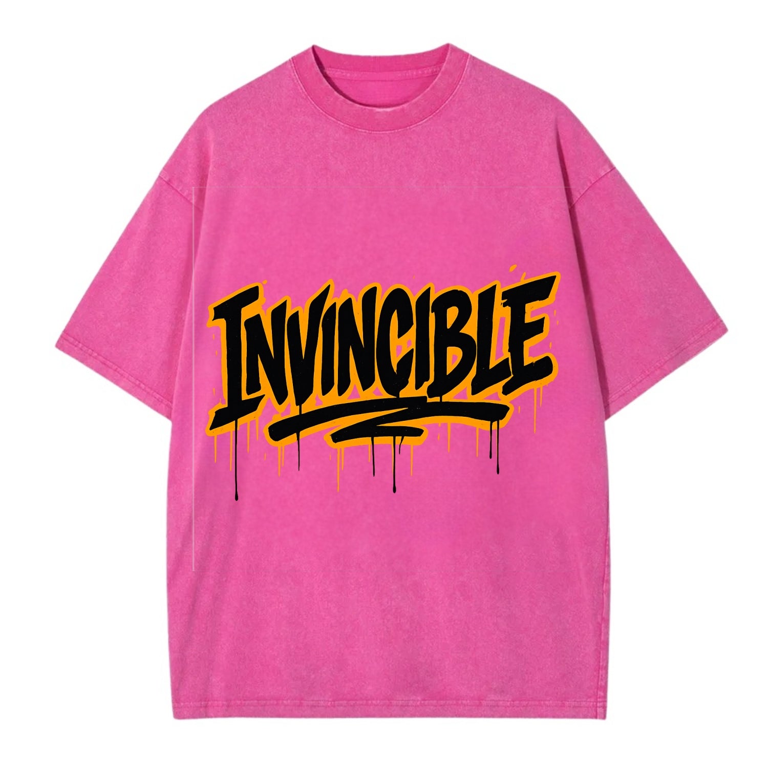Bold typography design - "INVINCIBLE" - cannot be defeated, unconquerable - Vintage T-shirt - Dusty Rose(Rose)