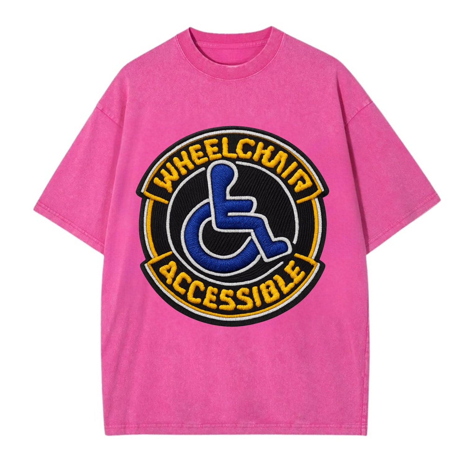 WHEELCHAIR ACCESSIBLE - accessibility symbol in blue , inclusion - Vintage T-shirt - Dusty Rose(Rose)
