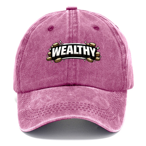 Bold typography design - WEALTHY - financial abundance, rich life - Classic Cap