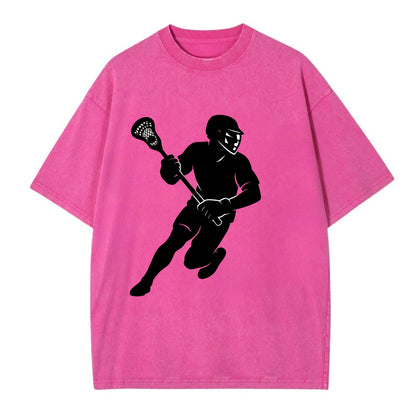 Lacrosse player cradling stick - Vintage T-shirt - Dusty Rose(Rose)