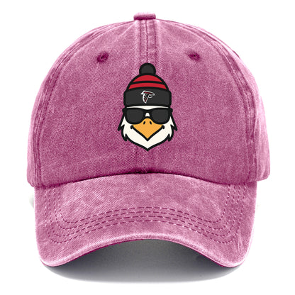 Atlanta Falcon wearing Falcons red and black beanie with pom pom and wayfarer - Classic Cap - Dusty Rose(Rose)