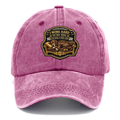 I WORK HARD SO MY DOG CAN HAVE A NICE LIFE - dog on couch in brown , pet luxury - Classic Cap - Dusty Rose(Rose)