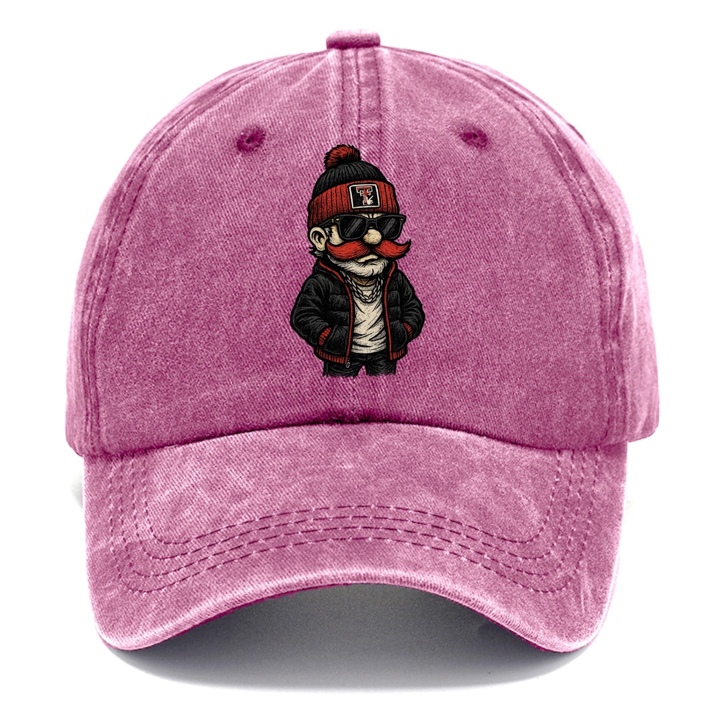 Lubbock Raider wearing Texas Tech beanie with guns up patch - Classic Cap - Dusty Rose(Rose)