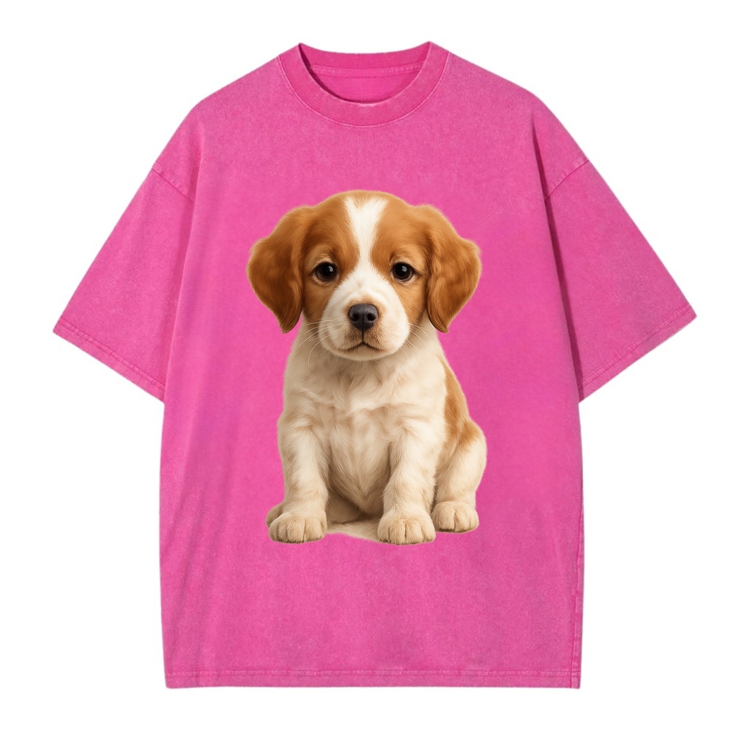 Baby Brittany Puppy - orange and white, compact, bright eyes, feathered, - Vintage T-shirt - Dusty Rose(Rose)