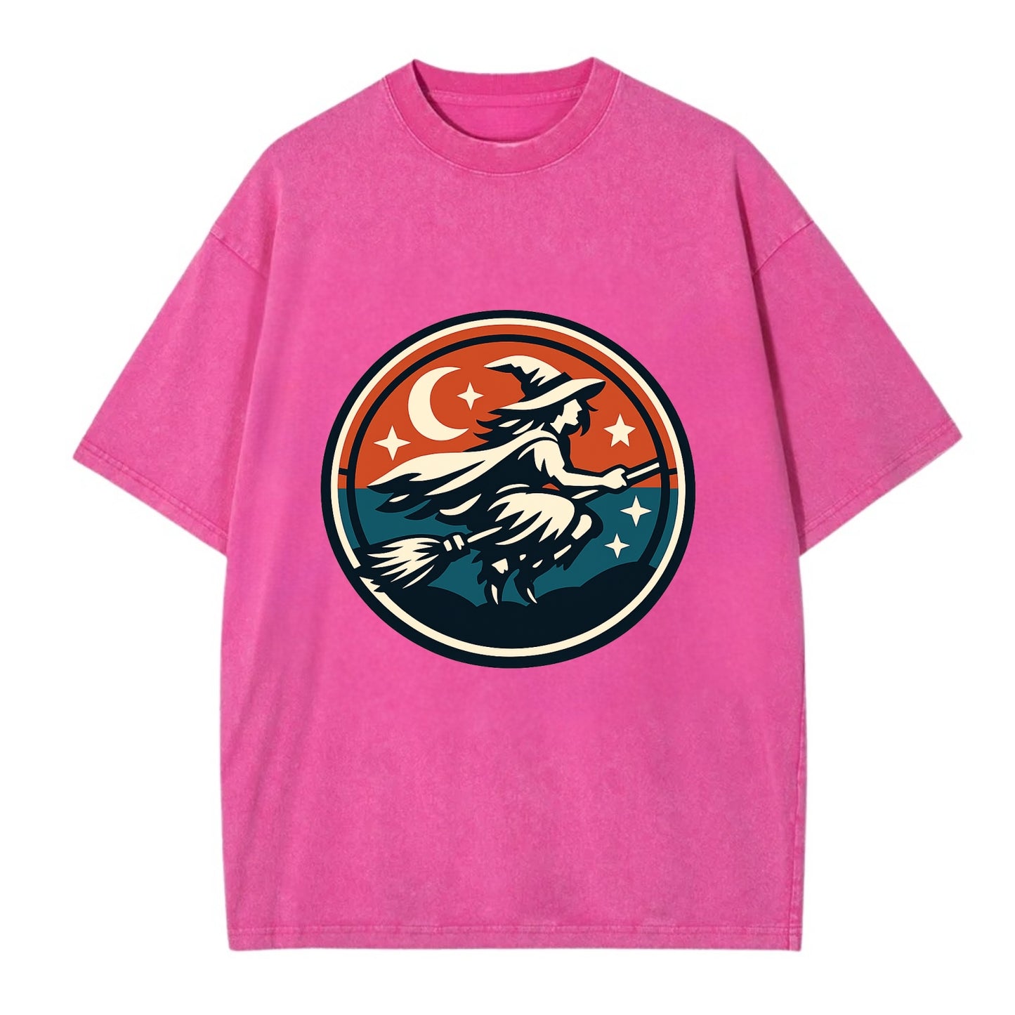 Mystic Night Witch Emblem - Vintage T-shirt - Dusty Rose(Rose)