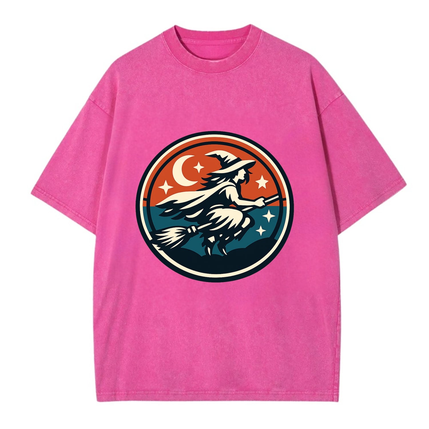 Mystic Night Witch Emblem - Vintage T-shirt - Dusty Rose(Rose)