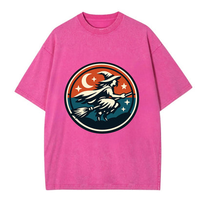 Mystic Night Witch Emblem - Vintage T-shirt - Dusty Rose(Rose)