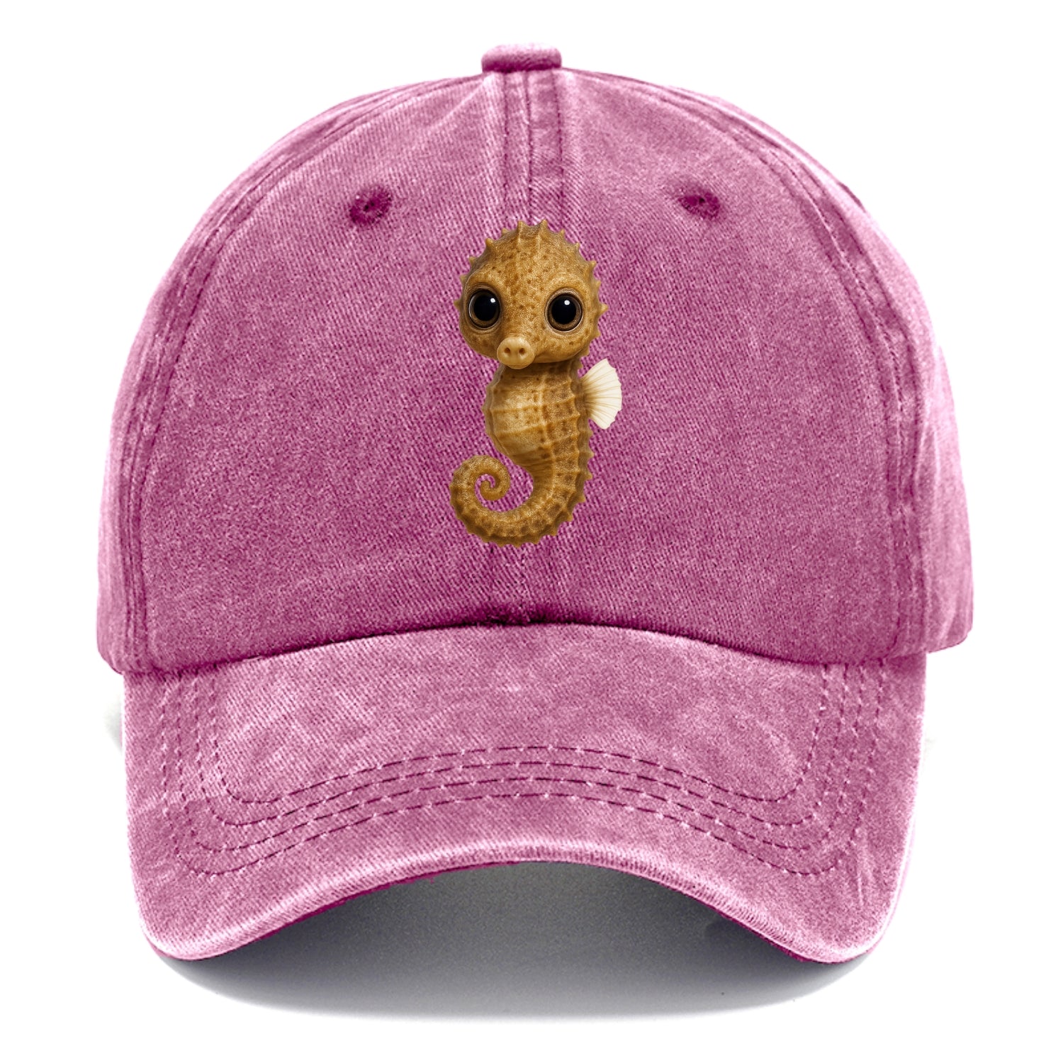 Baby Seahorse - curled tail, snout, large eyes, front-facing, delicate and cute - Classic Cap - Dusty Rose(Rose)