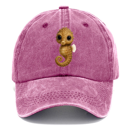 Baby Seahorse - curled tail, snout, large eyes, front-facing, delicate and cute - Classic Cap - Dusty Rose(Rose)