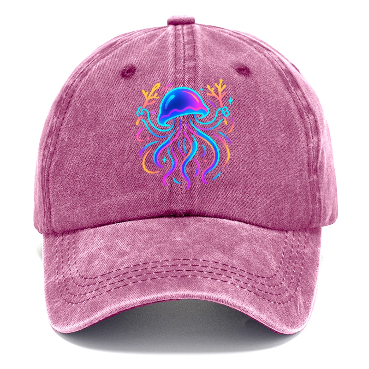 Jellyfish conducting a glow orchestra using coral batons in deep ocean concert hall - Classic Cap - Dusty Rose(Rose)