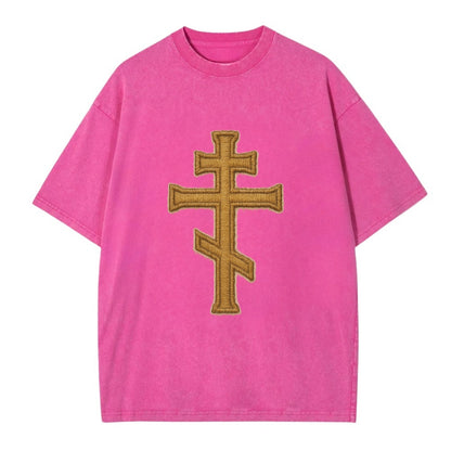 Orthodox Cross  - Vintage T-shirt - Dusty Rose(Rose)