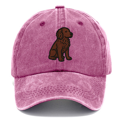 Boykin Spaniel - Rich chocolate brown wavy coat embroidered sitting pose - Classic Cap - Dusty Rose(Rose)