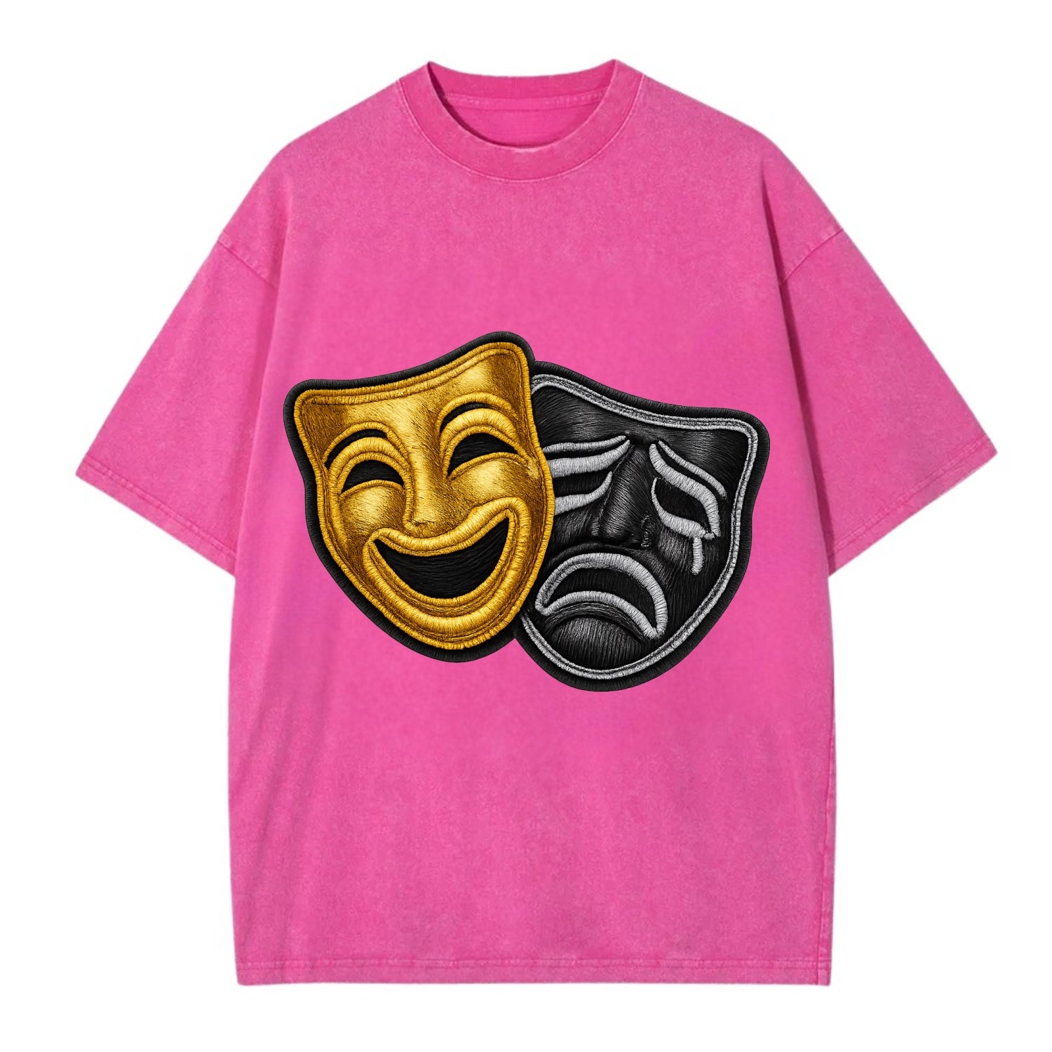 BROADWAY MASKS - comedy tragedy masks in gold and black , theater - Vintage T-shirt - Dusty Rose(Rose)