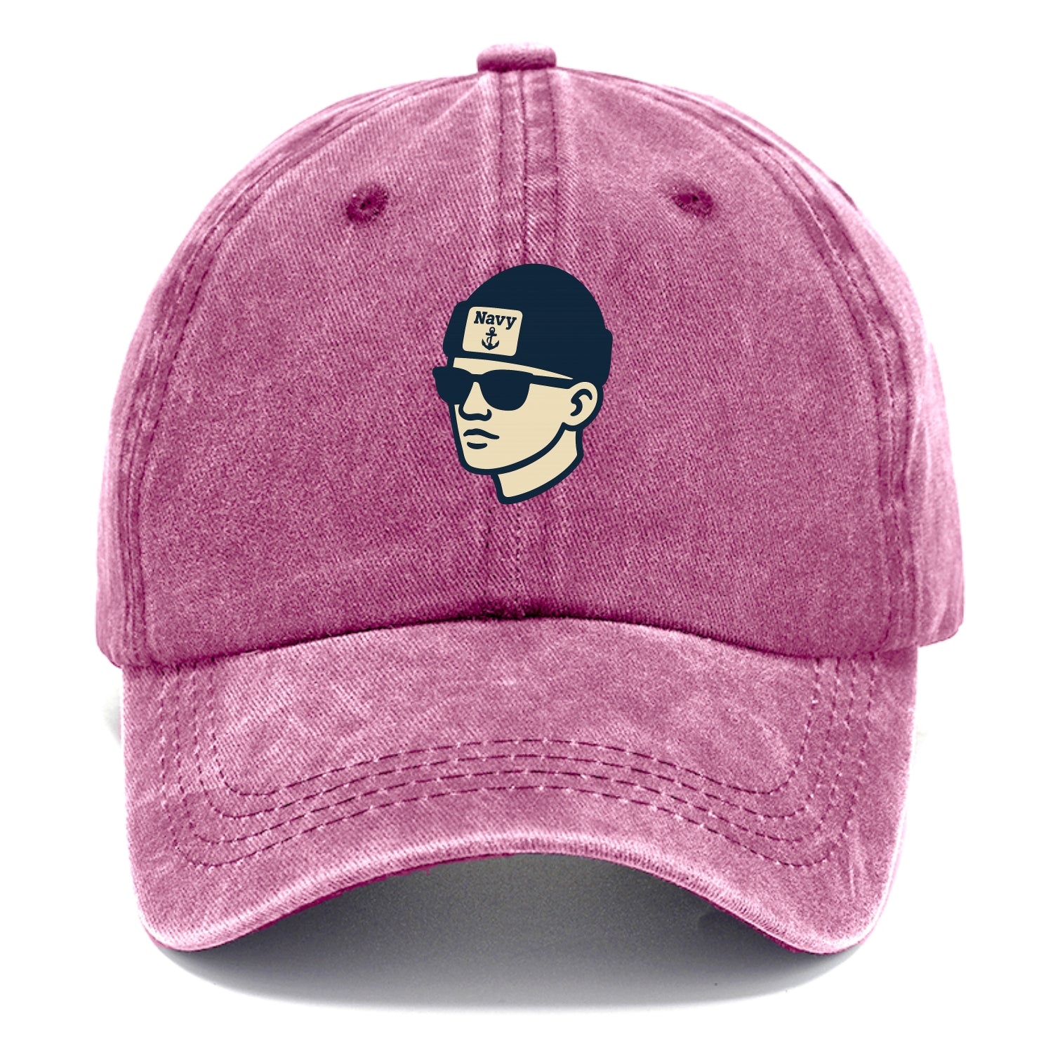Annapolis Midshipman wearing Navy beanie with anchor patch - Classic Cap - Dusty Rose(Rose)