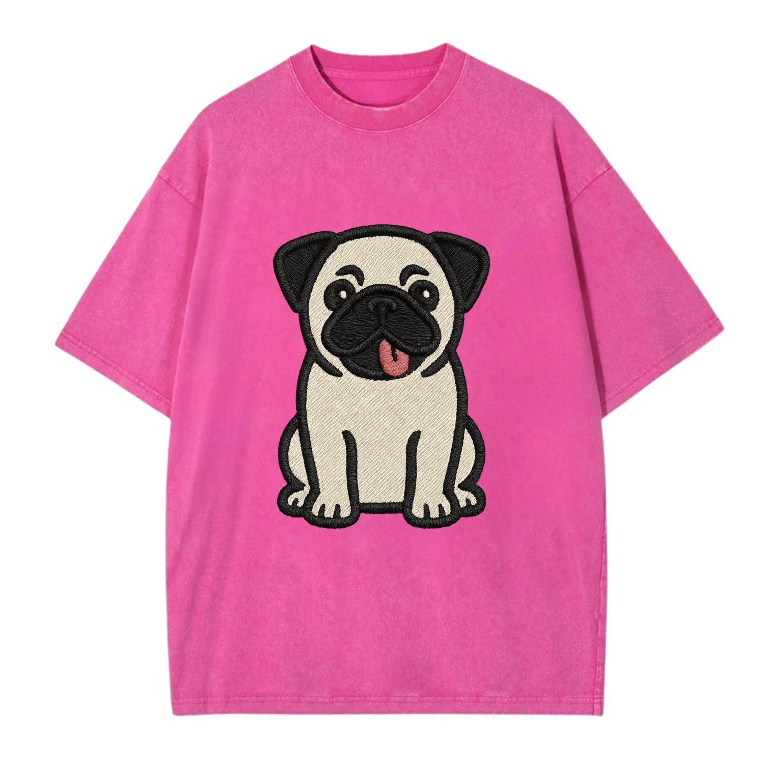 Pug - Tilted head with tongue out - Vint Vintage T-shirt - Dusty Rose(Rose)