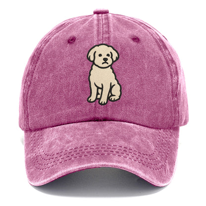 Maltipoo - White curly sitting pose - Classic Cap - Dusty Rose(Rose)