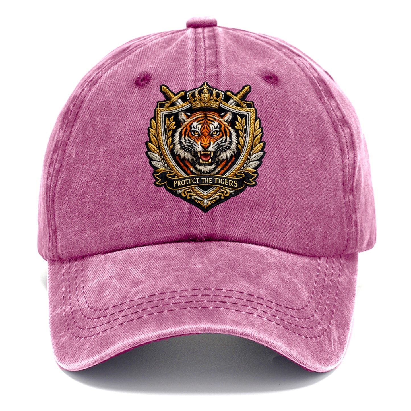 PROTECT THE TIGERS - tiger with shield in orange , big cat conservation - Classic Cap - Dusty Rose(Rose)