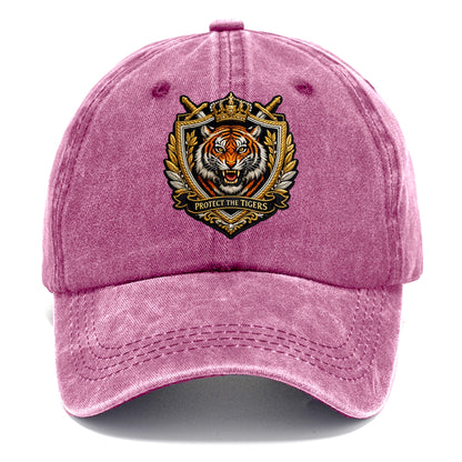 PROTECT THE TIGERS - tiger with shield in orange , big cat conservation - Classic Cap - Dusty Rose(Rose)
