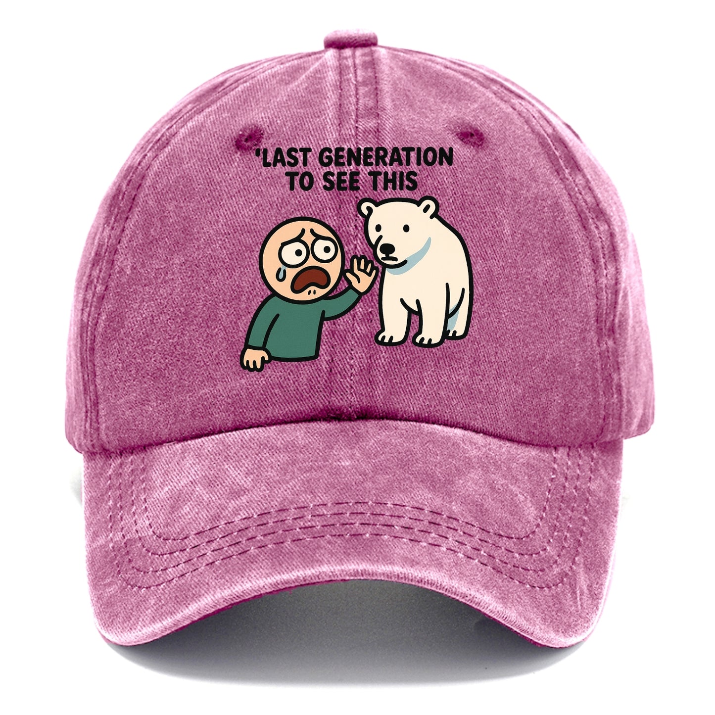 Person waving goodbye to polar bear - "Last generation to see this" - extinction grief - Classic Cap - Dusty Rose(Rose)