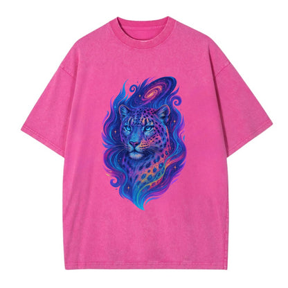 Majestic snow leopard with rainbow gradient spots, crystalline flowing patterns, - Vintage T-shirt - Dusty Rose(Rose)
