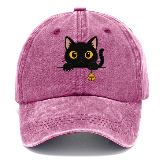 Midnight the black cat leaning sideways with chin resting on left paw. - Classic Cap - Dusty Rose(Rose)