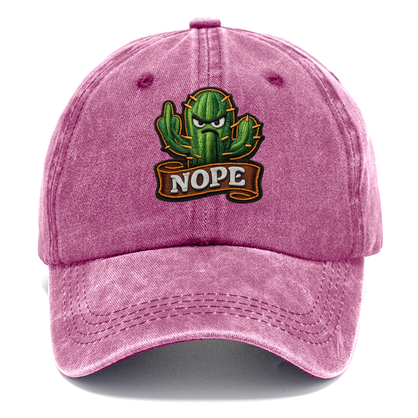 NOPE CACTUS - cactus with attitude in green , prickly personality - Classic Cap - Dusty Rose(Rose)