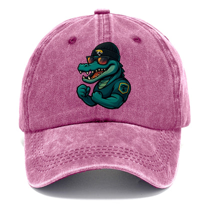Jacksonville Alligator wearing Jaguars beanie with swamp patch and wayfarer sunglasses - Classic Cap - Dusty Rose(Rose)