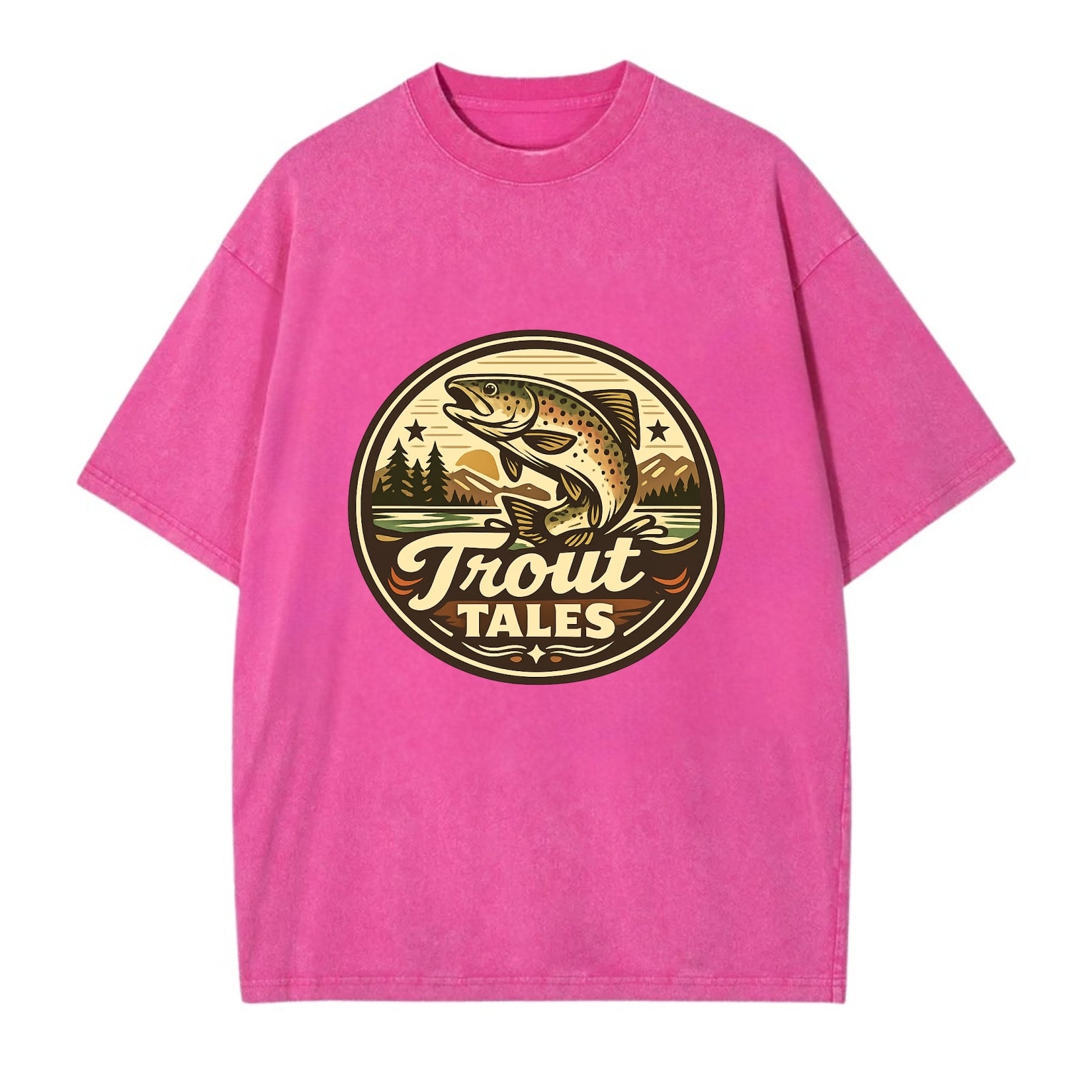 Trout Tales Adventure Emblem - Vintage T-shirt - Dusty Rose(Rose)