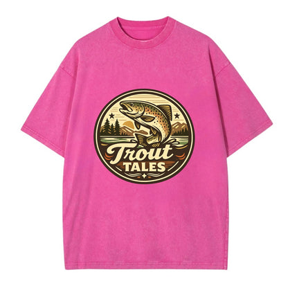 Trout Tales Adventure Emblem - Vintage T-shirt - Dusty Rose(Rose)