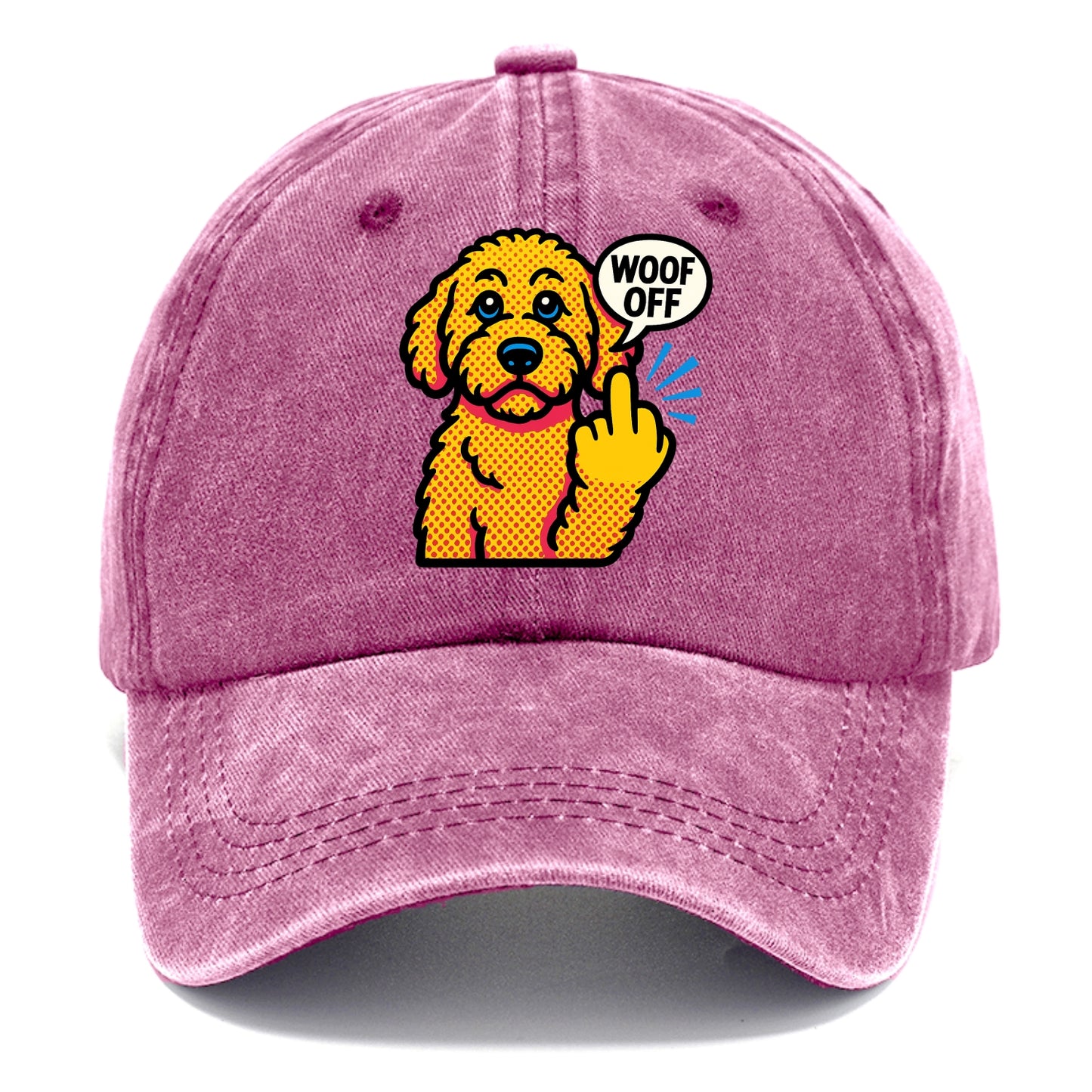 Goldendoodle with teddy bear face and curly golden coat, friendly paw flipping off - Classic Cap - Dusty Rose(Rose)