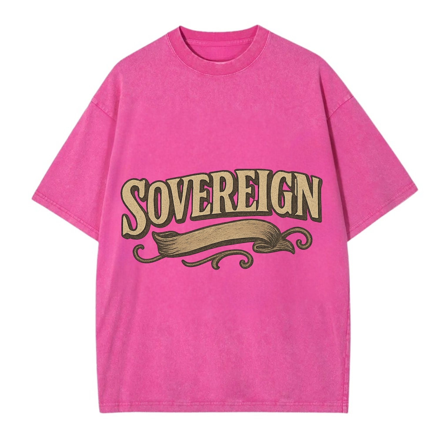 Bold typography design - "SOVEREIGN" - self-ruled, autonomous, in control - Vintage T-shirt - Dusty Rose(Rose)