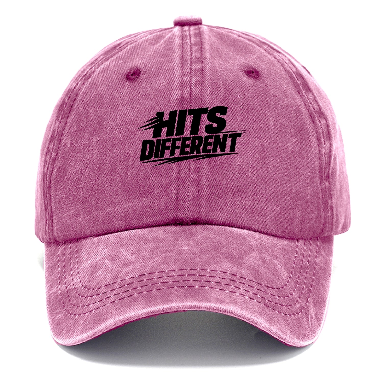 Bold typography design - "HITS DIFFERENT" - uniquely special, stands out - Classic Cap - Dusty Rose(Rose)