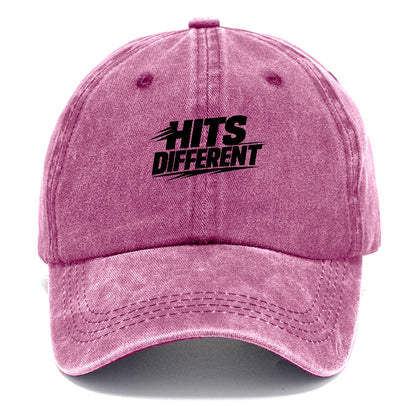 Bold typography design - "HITS DIFFERENT" - uniquely special, stands out - Classic Cap - Dusty Rose(Rose)