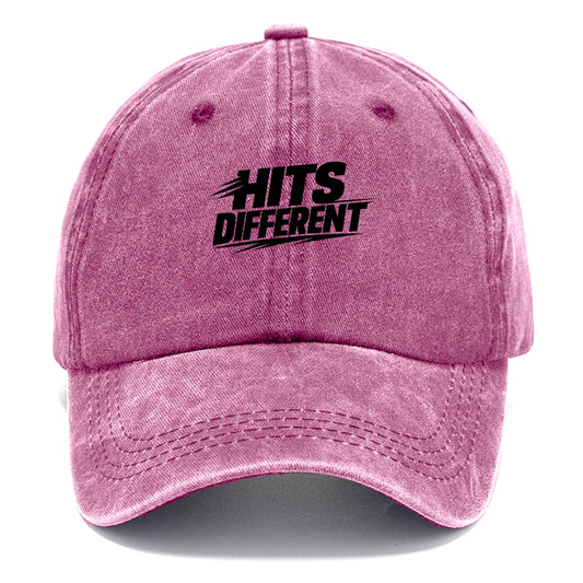 Bold typography design - "HITS DIFFERENT" - uniquely special, stands out - Classic Cap - Dusty Rose(Rose)