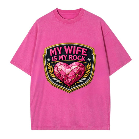 MY WIFE IS MY ROCK - pink rock heart - pink - solid wife - Vintage T-shirt - Dusty Rose(Rose)