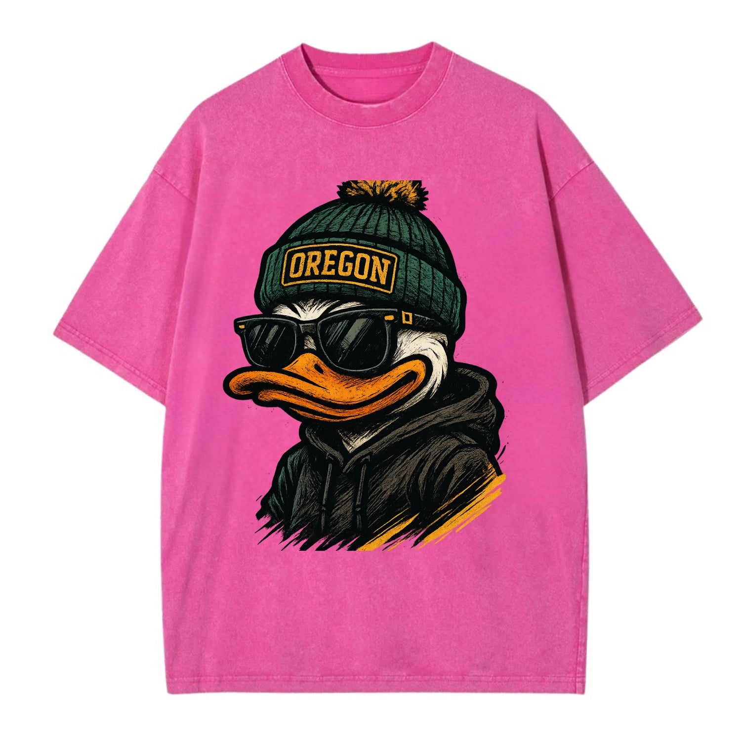 Eugene Duck wearing Oregon beanie with O patch - Vintage T-shirt - Dusty Rose(Rose)