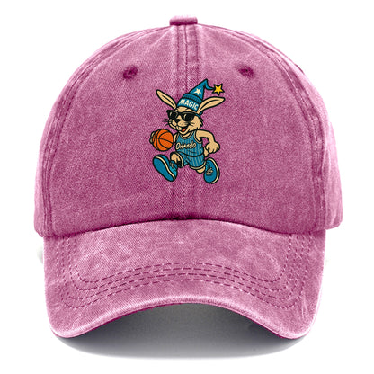 Orlando Rabbit wearing Magic blue and silver beanie with wizard hat and wayfarer - Classic Cap - Dusty Rose(Rose)