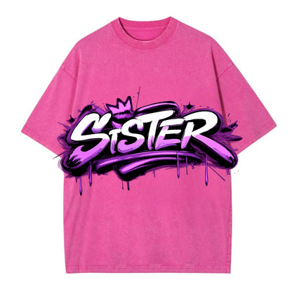 Bold typography design - "SISTER" - female bond, sisterhood - Vintage T-shirt - Dusty Rose(Rose)
