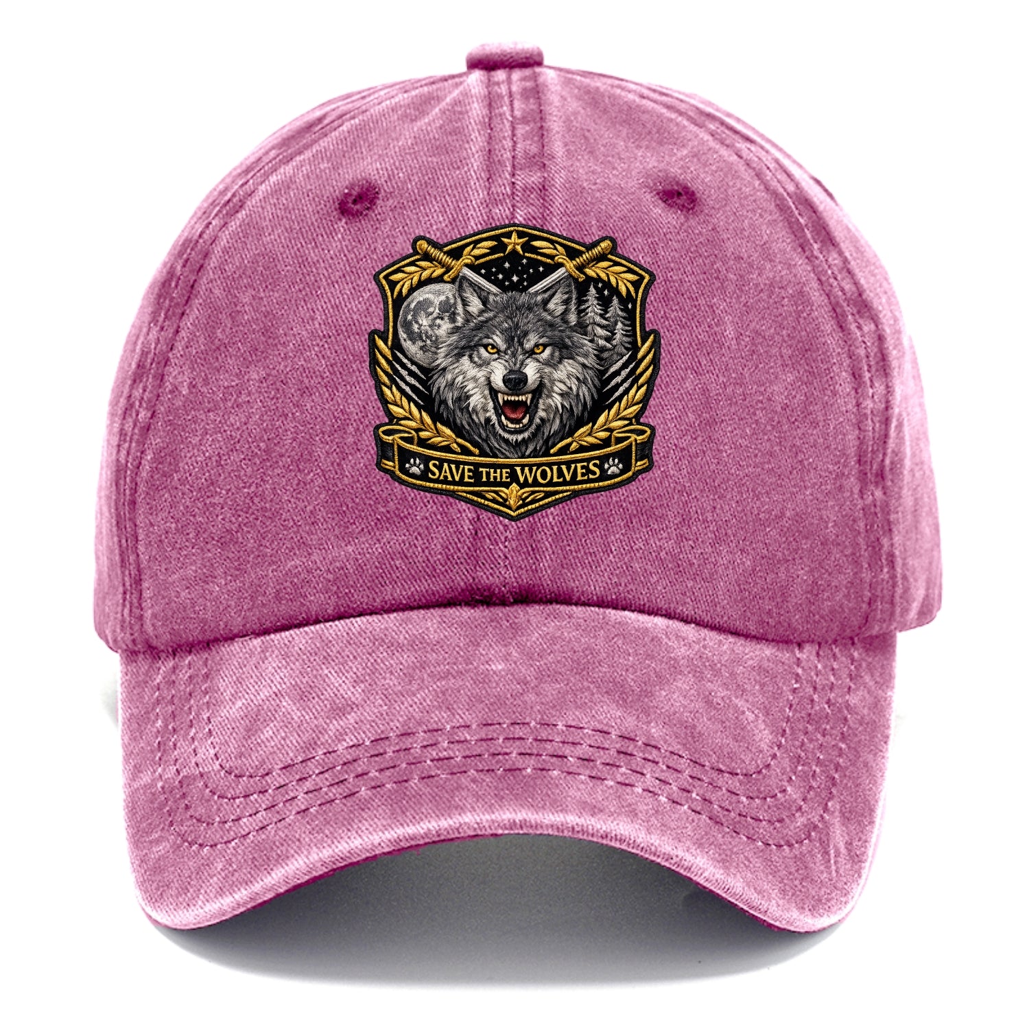 SAVE THE WOLVES - wolf moon in gray , predator protection - Classic Cap - Dusty Rose(Rose)