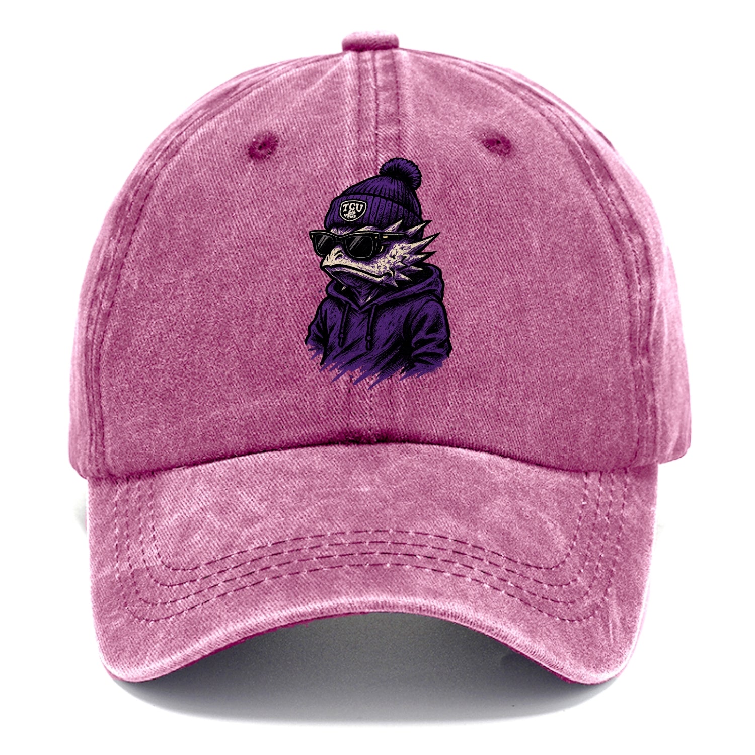 Fort Worth Horned Frog wearing TCU beanie with frog patch - Classic Cap - Dusty Rose(Rose)