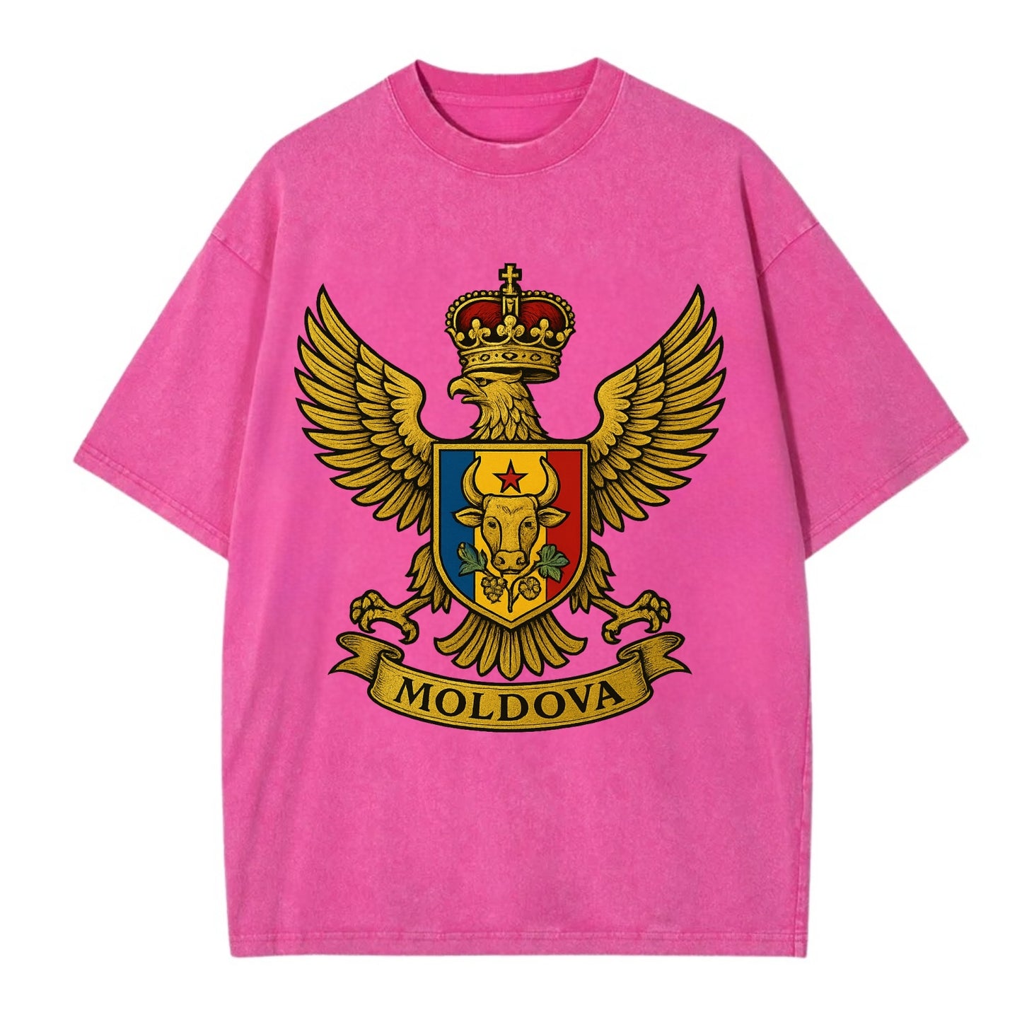 Moldova Heritage Badge  - Vintage T-shirt - Dusty Rose(Rose)