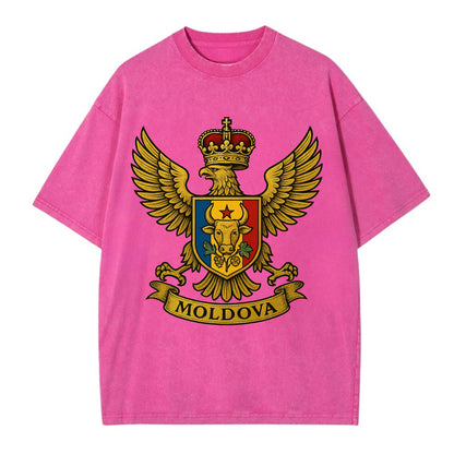 Moldova Heritage Badge  - Vintage T-shirt - Dusty Rose(Rose)