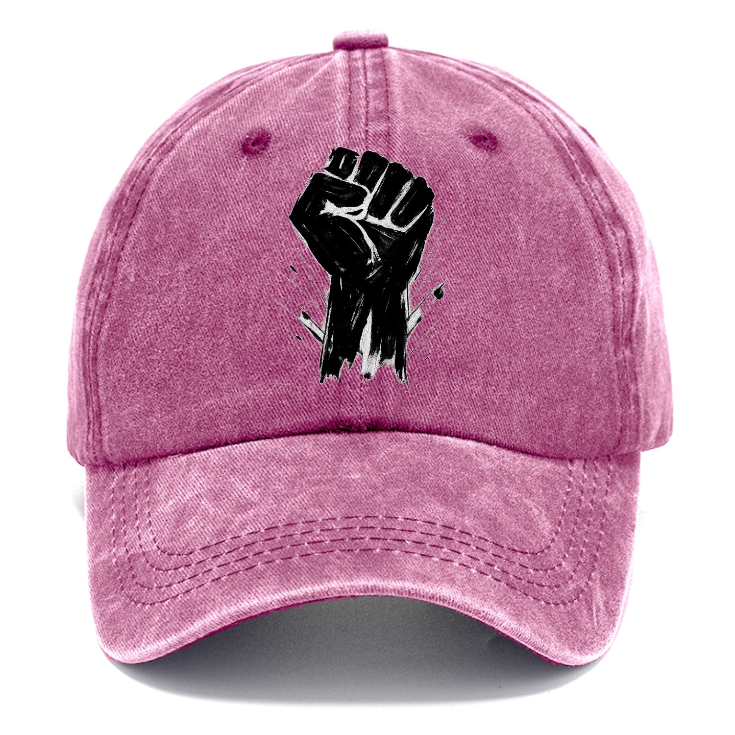 Raised fist in bold black ink brushstrokes - symbol of solidarity and resistance - Classic Cap - Dusty Rose(Rose)