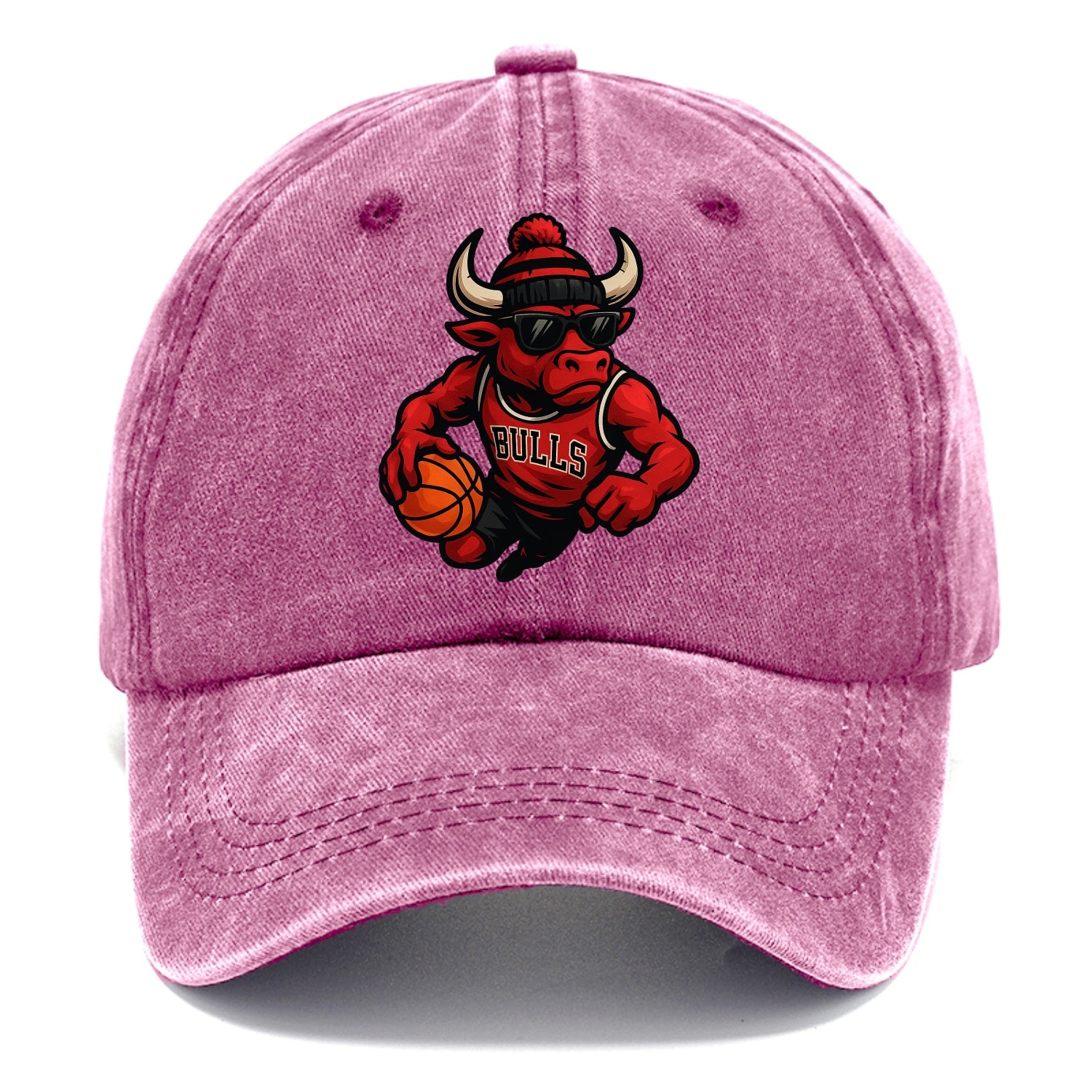 Chicago Bull wearing Bulls red and black beanie with horns design and wayfarer - Classic Cap - Dusty Rose(Rose)