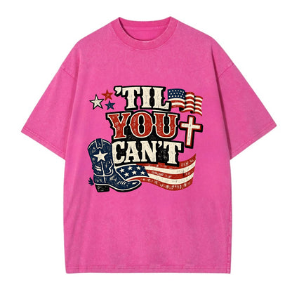 Til You Cant - Patriot Cross - Vintage T-shirt - Dusty Rose(Rose)